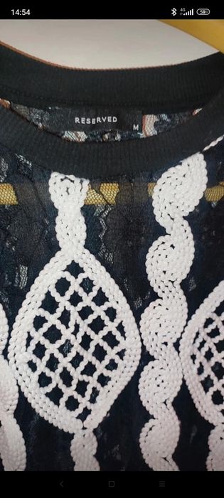 Bluzita  Reserved, broderie superbă, alb negru, S/M
