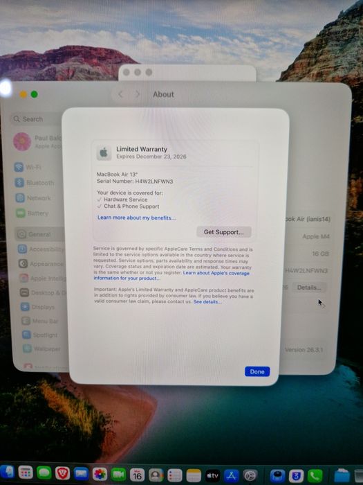 Macbook Air 13.6" M4 3 cicluri 16gb 256ssd