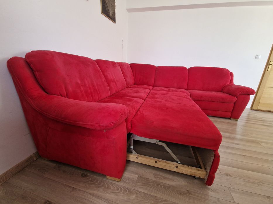 Colțar Extensibil Roșu - 260x260, Ladă Depozitare, Stare bună