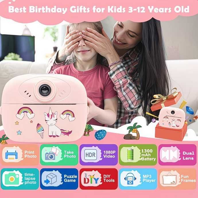 Aparat Foto Copii cu printare instanta. blue/pink Nou ambalat!