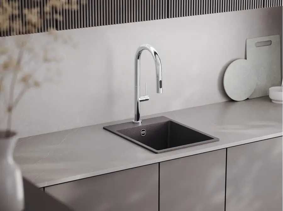 Графит Кухненска Мивка от гранит модел Рига Easy 380 x 440 mm