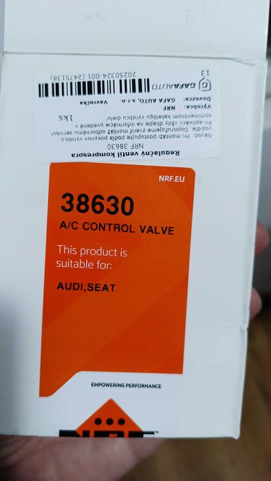 Vand supapa regulatoare compresor clima / ac NRF 38630