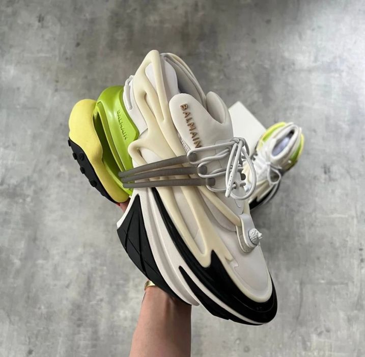 Balmain Unicorn Low-Top Sneaker "White/Neon Green"