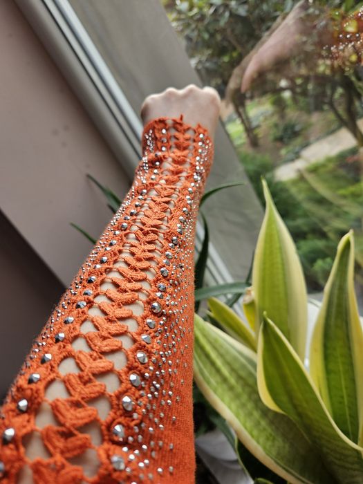 Рокля с дълъг ръкав оранжева S/M