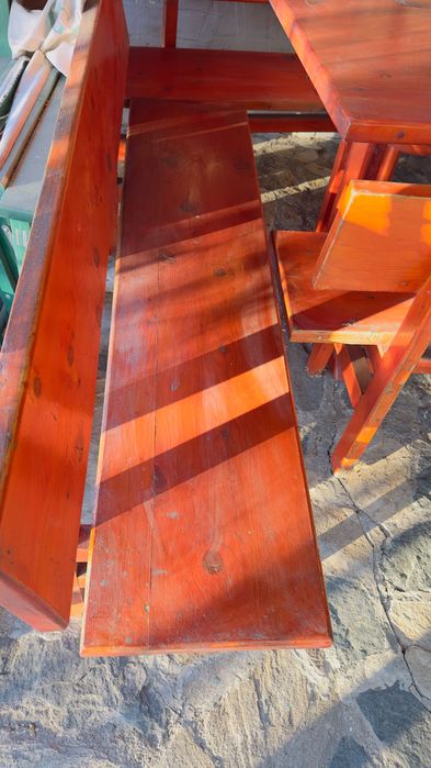 Дървен комплект - маса с 3 пейки