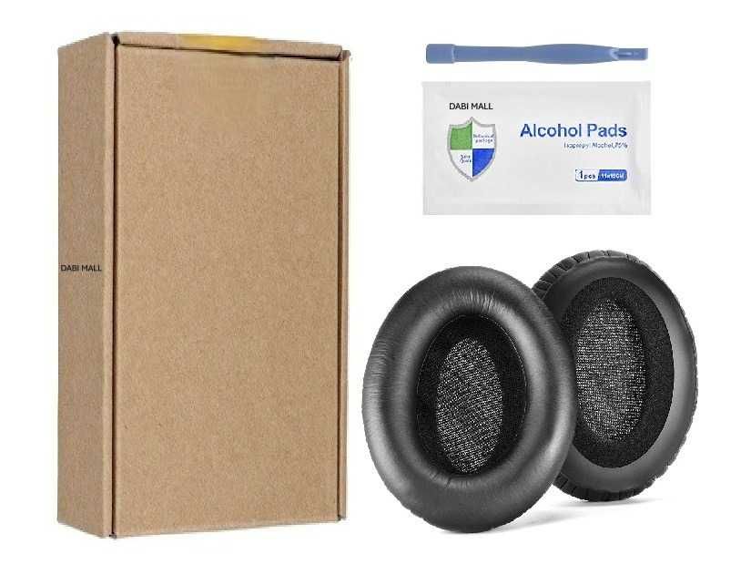 Set 2 bureti pentru casti Sennheiser HD280 / HD280 Pro / HD281 / HMD280 / HMD281, Over-Ear - Spuma cu memorie, Piele ecologica creponata