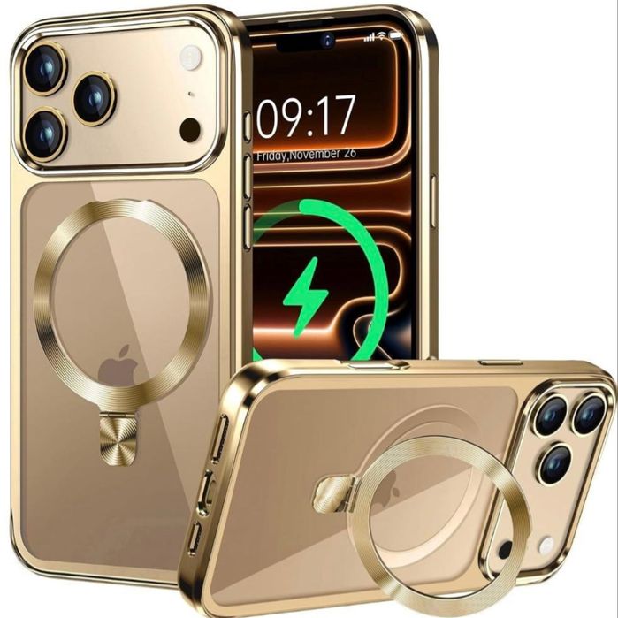 Златен Калъф за iPhone 17 PRO с функция MagSafe