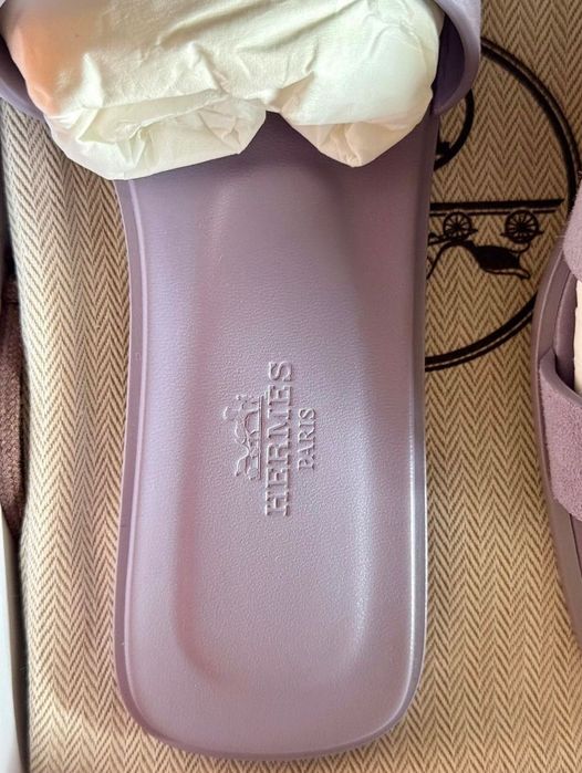Hermes Oran Purple Suede Сандал Лилав НОВО
