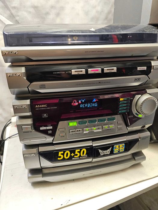 Sistem Audio Combina Philips AS 680C Pick-up 3 CD Changer Dublu Casetofon
