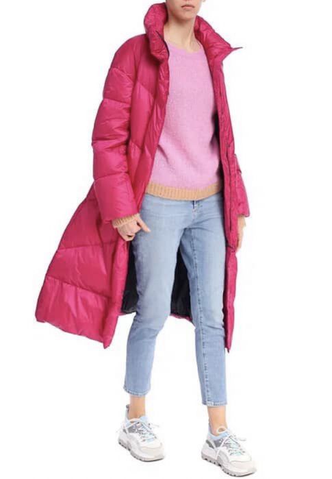 Дълго розово палто с пух Marc Cain