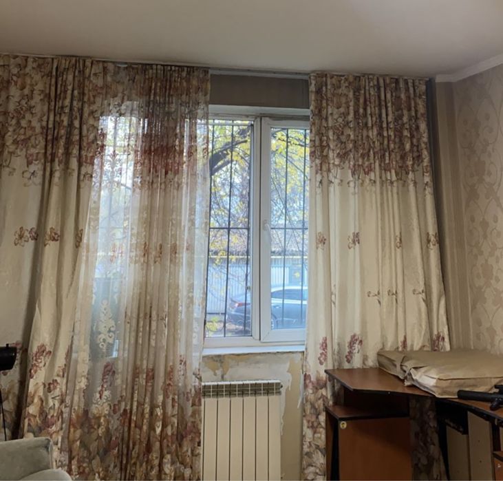 Льняные шторы с тюлем вместе