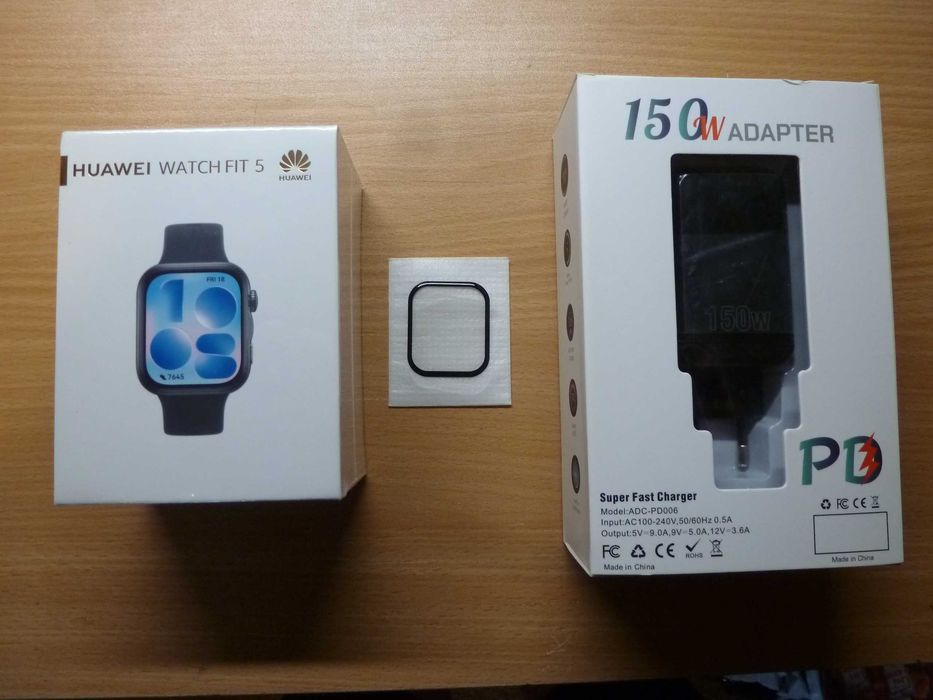 Нов Huawei Watch Fit 5, Black, неразпечатан + подарък протектор