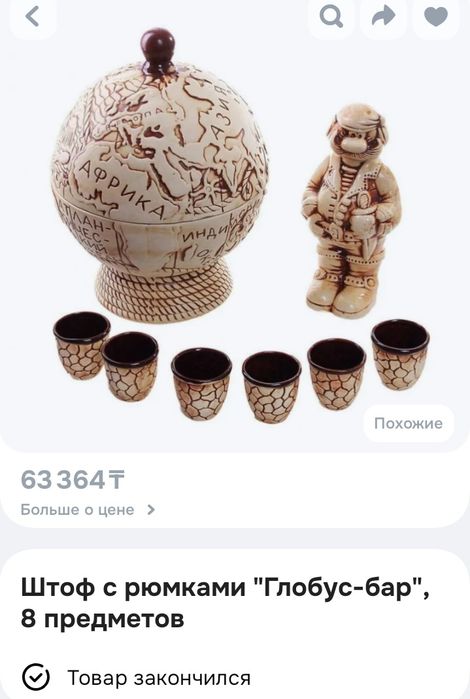 Штоф с рюмками, глобус бар.