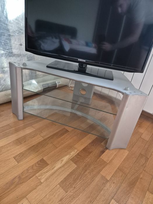 Comodă TV din sticlă și aluminiu