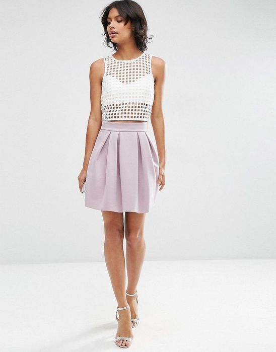 Fusta Asos plisata, marime 32, mov deschis