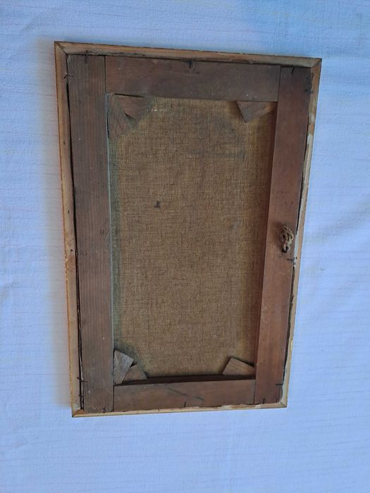 tablou vechi romanesc pictura pe panza 45/30 cm