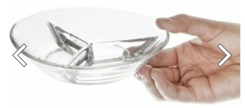 Bol/vas din sticla compartimentat pentru aperitive/rontanele