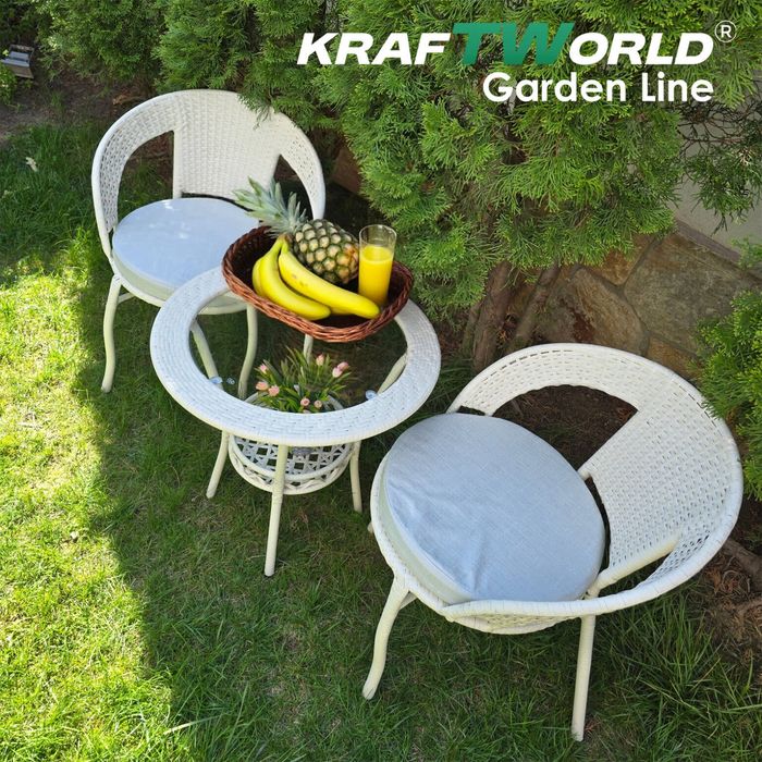 Градински Ратанов Комплект  – Два Стола и Маса