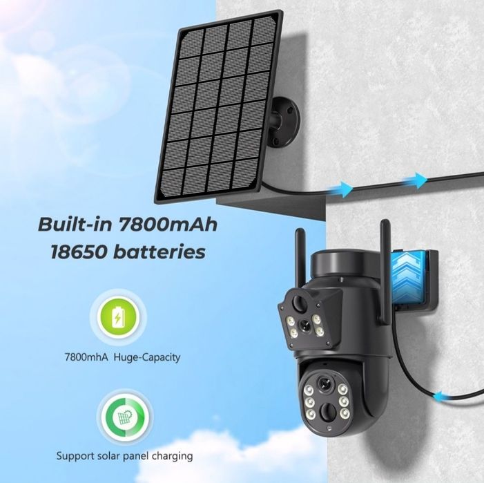 Quyosh paneli WiFi IP kamera 360 PTZ Solar camera