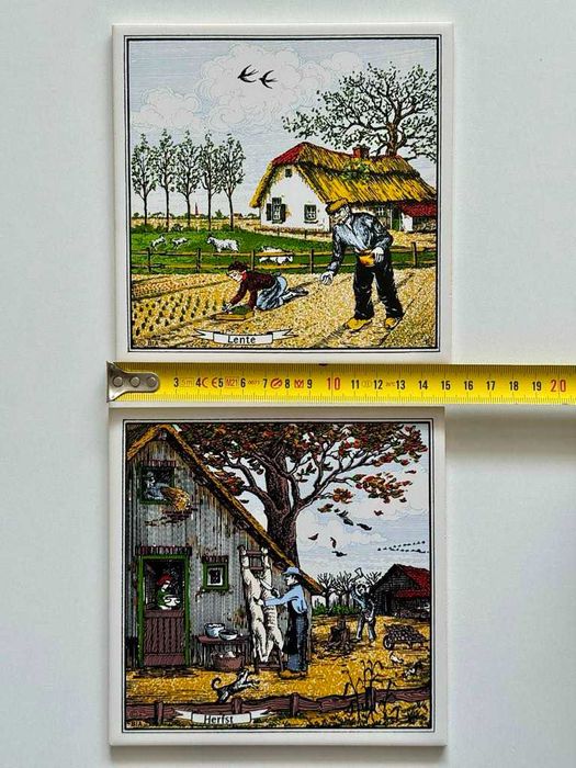 Винтидж стенна декорация плочки със сезони