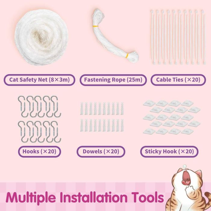 Мрежа за тераса за котки Nobleza 8 x 3 м