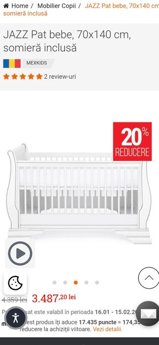 Vand patut mobexpert pentru  bebe, cu somiera si saltea