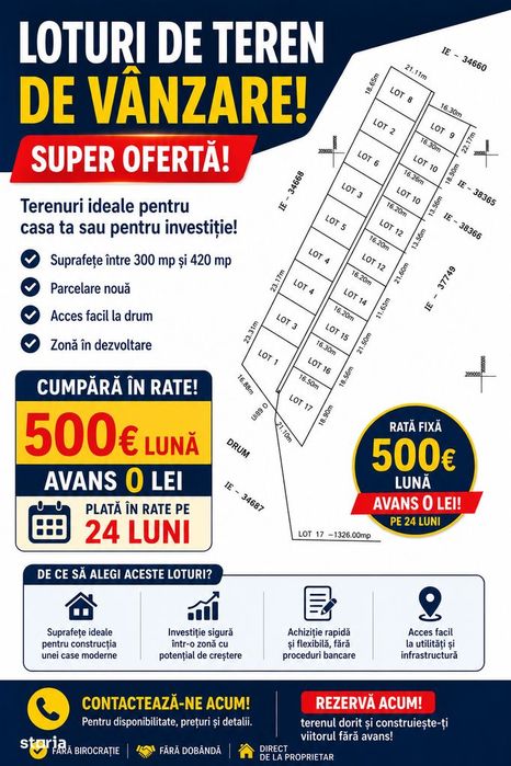 Teren Investitie / Constructie Rate 24 luni Dobreni acces prin Berceni
