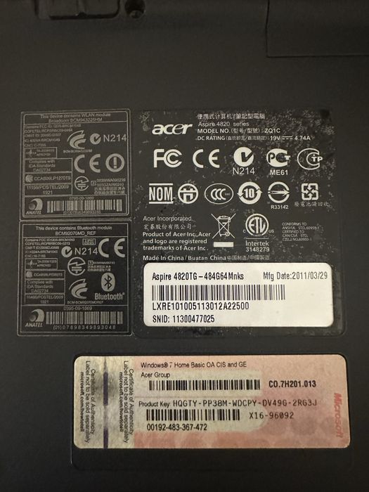 Ноутбук Acer aspire 4820