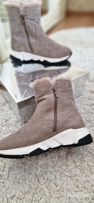 Зимние ботинки натуральная замша