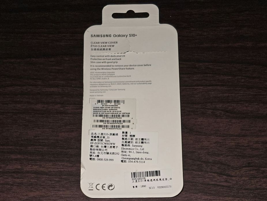 Husa flip smart activa originala Samsung Clear View Cover Galaxy S10+ S10 Plus G975 alb/white