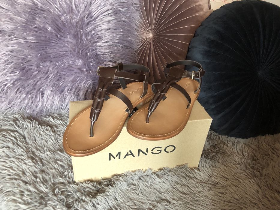 Дамски сандали MANGO - ест. кожа