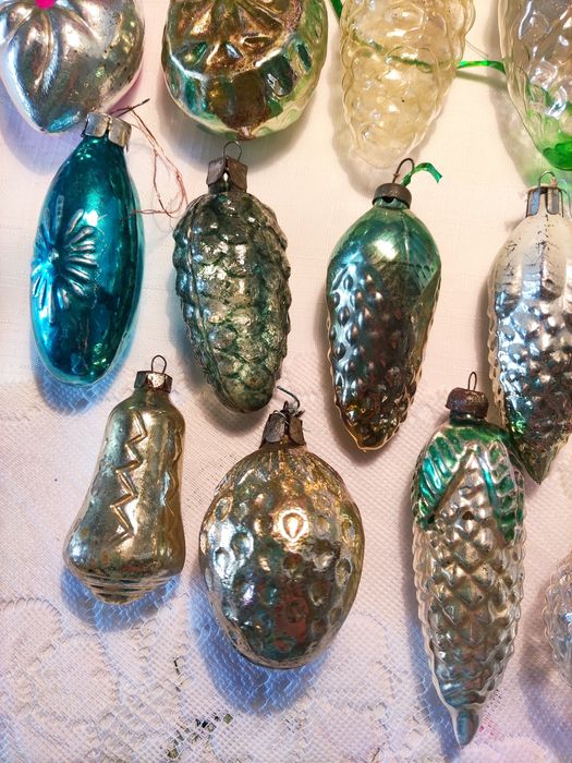 Стеклянные игрушки для ёлки СССР.