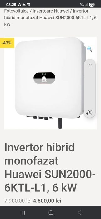 Inverter hibrid Huawei model SUN2000-6KTL-L1