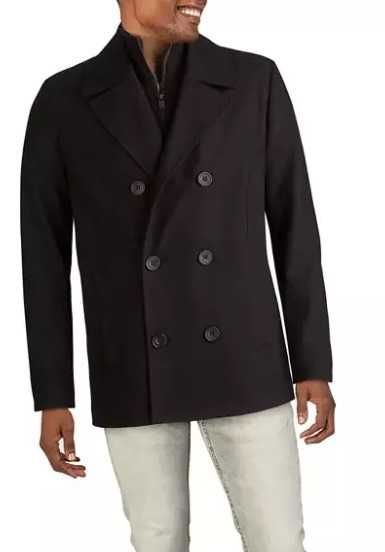 Palton casual jacheta L XL Kenneth Cole lana piept detasabil negru