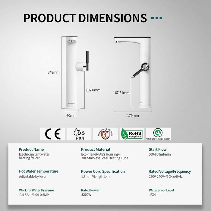 Смесител с проточен бойлер дисплей нагревател за топла и студена вода