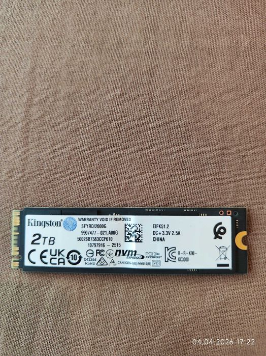 SSD 2TB Kingston Fury Renegade M.2 SFYRD/2000G