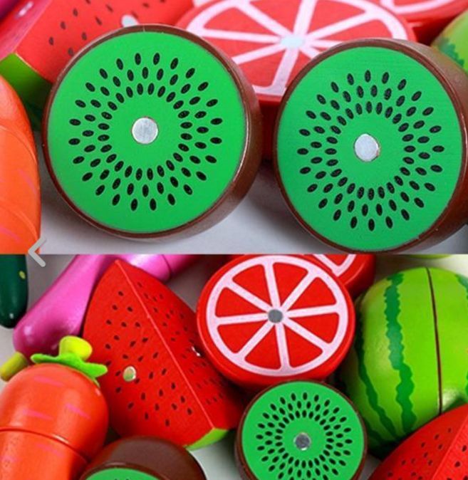 Дървени плодове с магнитчета + инструменти за рязане