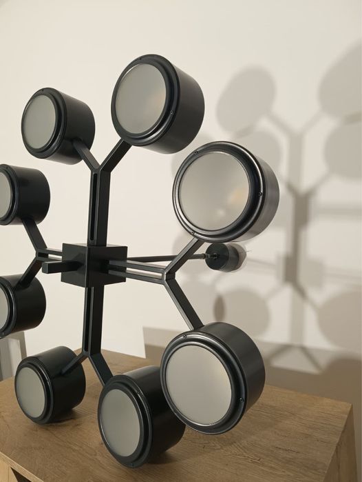 3 Buc. Plafonieră Atomică Metal Negru Design Industrial; Lustră Aplică