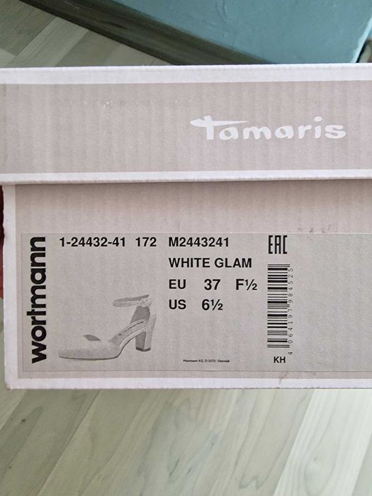 Бели, блестящи, сватбени сандали/ обувки Tamaris WHITE GLAM