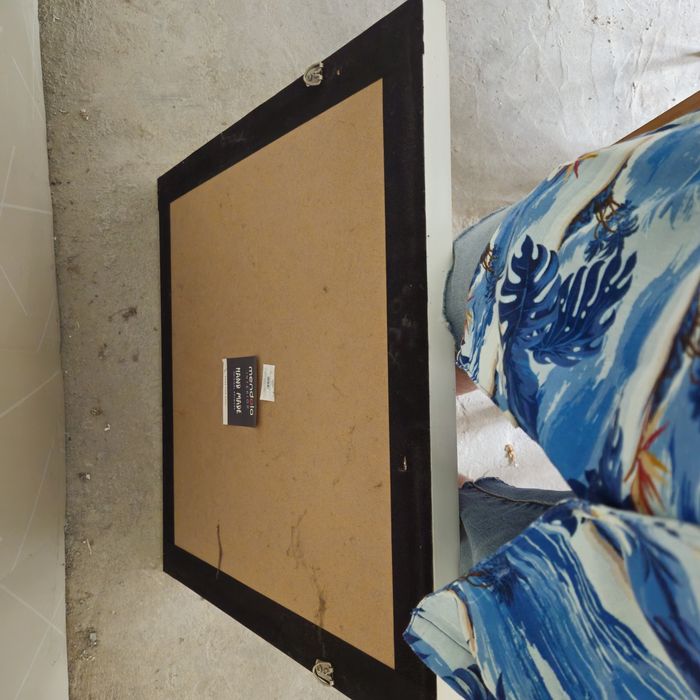 Tablou mare ornat cu pene de păun