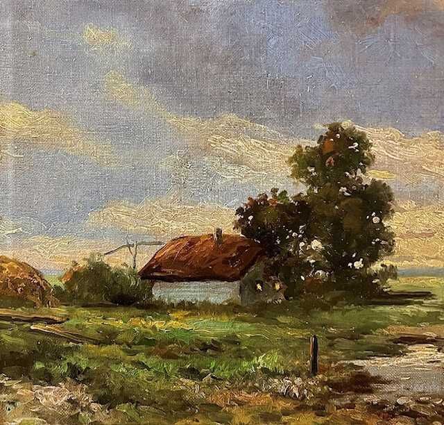 Tablou foarte VECHI, ulei pe panza, semnat stanga jos, 60x40cm+latimea ramei. Rama lemn masiv