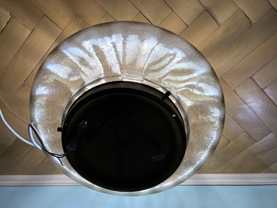 Месингова голяма стъклена лампа от Hillebrand Leuchten / 1970 г.