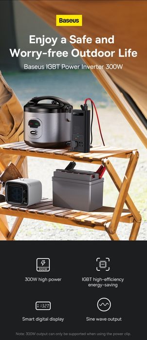 Автомобильный инвертор Baseus IGBT Power Inverter 300W (220V CN/EU)