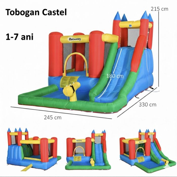 Inchiriez Tobogan Gonflabil 3 in 1 RACE Castel Unicorn petreceri copii