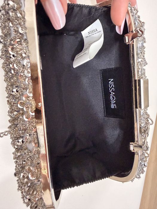 Clutch stralucitor cu paiete argintiu NISSA