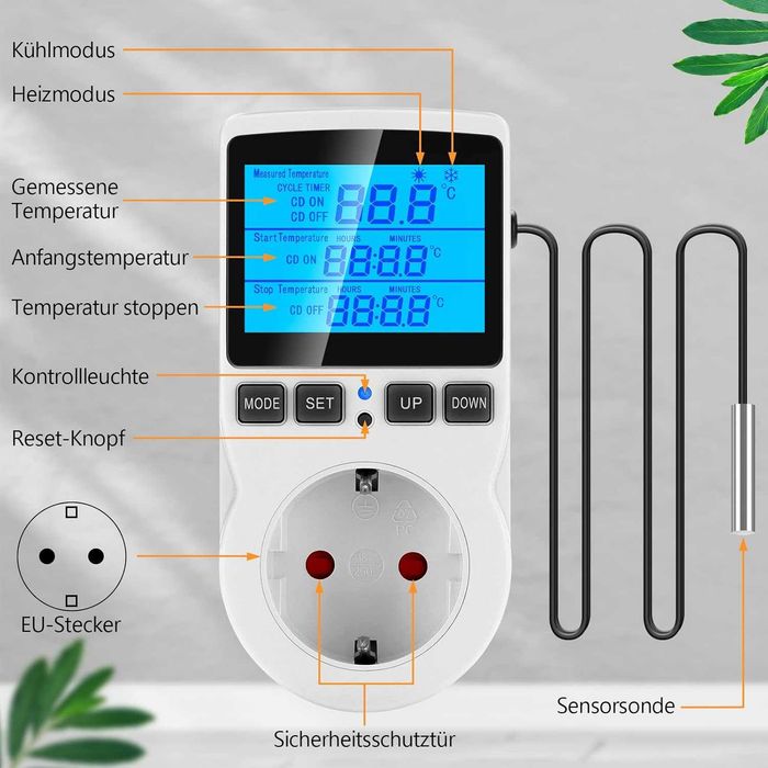 Термостатичен контакт Seamuing 16A 220V цифров температурен контролер със сонда