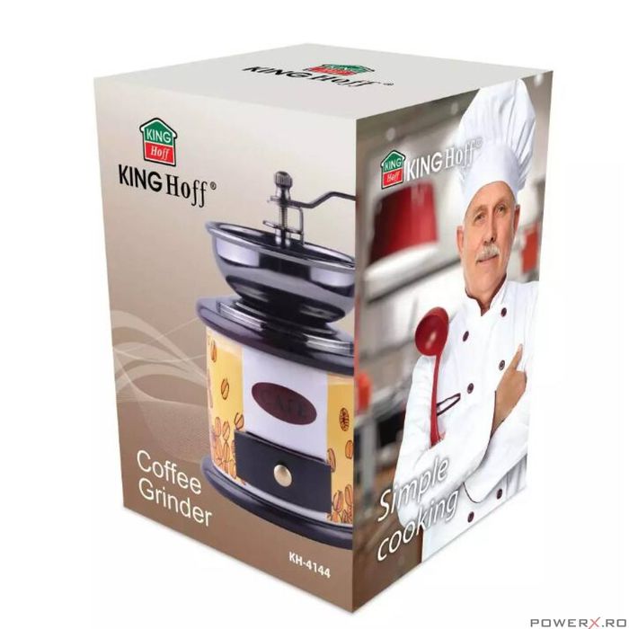 Rasnita de cafea traditionala, manuala, 19x11 cm, Kinghoff