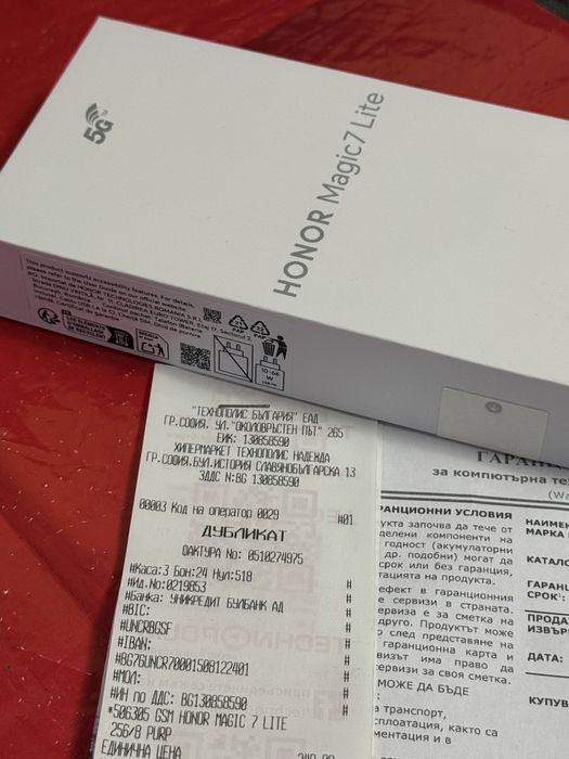 ЧИСТО НОВ 256GB Honor Magic 7 Lite Гаранция Technopolis 2028г.