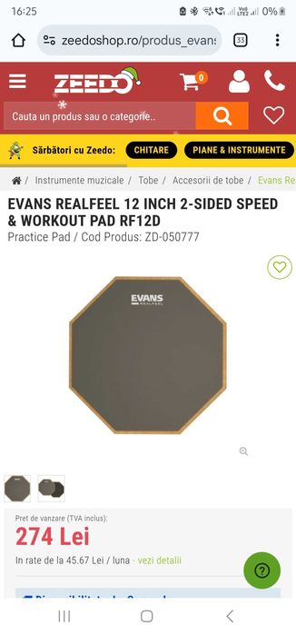 Practice pad Evans 12'