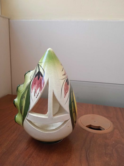 Hand made керамичен свещник ръчно рисуван